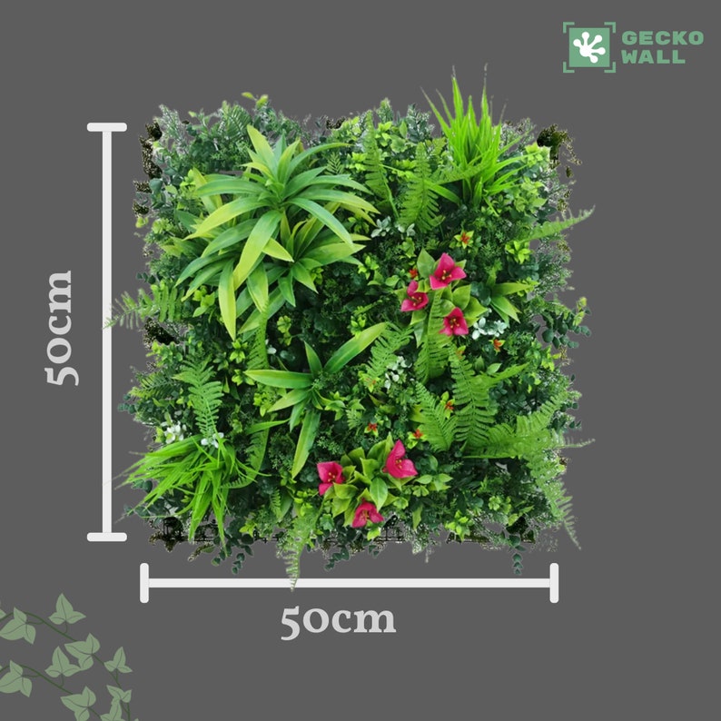 LAGOS Premium Jungle Pink Flowers Plant Wall 50 X 50 Cm Flower Orchid Artificial Plant Wall