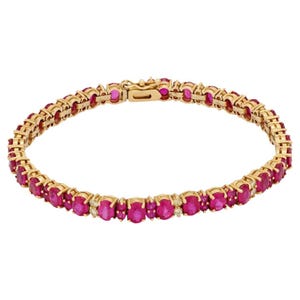 925 Silver Ruby Tennis Bracelet: Gold Plated, Handmade Dainty Bracelet