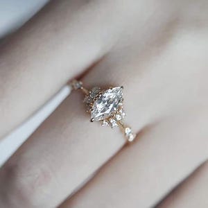 Marquise Diamond Engagement Ring, Wedding Ring, Anniversary Ring, Unique Promise Ring, Diamond Solitaire Engagement Ring, Diamond Ring