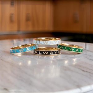 Anello impilabile in smalto personalizzato: fascia in argento sterling, colore personalizzato