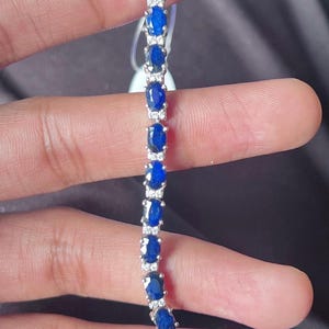 Blue Sapphire Tennis Bracelet: 925 Sterling Silver, September Birthstone