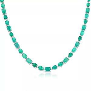 Grün Smaragd Halskette für Frauen, Tennis Halskette, Smaragd Birthstone Schmuck, Jahrestag Geburtstagsgeschenk für sie, Multi Form Smaragd Halskette