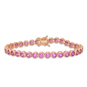 Pink sapphire Bracelet, Tennis Bracelet, Silver Bracelet, 925Tennis Bracelet, Dainty Bracelet, Bridal Jewelry, Bridesmaid Gift, Gift For Her