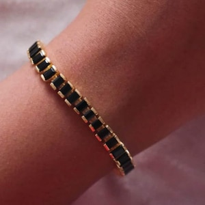 925 Silver Black Onyx Baguette Tennis Bracelet
