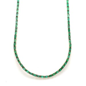Emerald tennis necklace gold | Natural Octagon emerald tennis necklace choker gold | Emerald cut emerald necklace gold | Emerald pendant