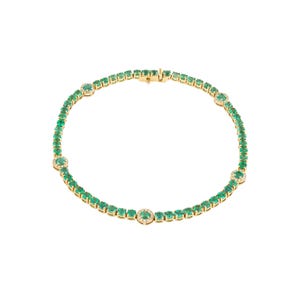 925 Silver Emerald With Topaz Tennis Bracelet Gold Wedding Bracelet Green Jewellery Anniversary Gift For Mom Women, Summer Wear