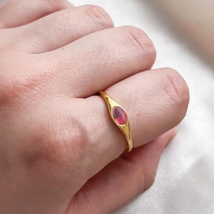 Ruby Engagement Ring, 14k Solid Gold Ring October Birthstone Ring, Stunning Oval Natural Ruby Anniversary Ring, Gift For Her
