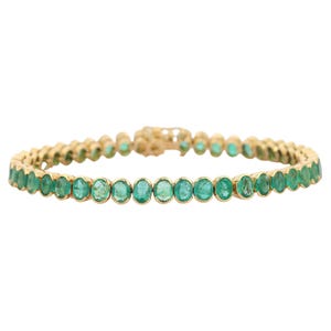 925 Silver Oval Emerald Tennis Bracelet Gold Wedding Bracelet Green Jewelery Anniversary Gift For Mom Women, Summer Wear