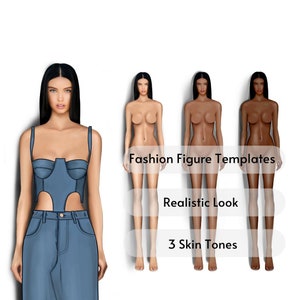 Realistic Fashion Figure, 9-Head Fashion Template, Procreate Female Illustration, Colored Model Croquis, Procreate Fashion Croquis