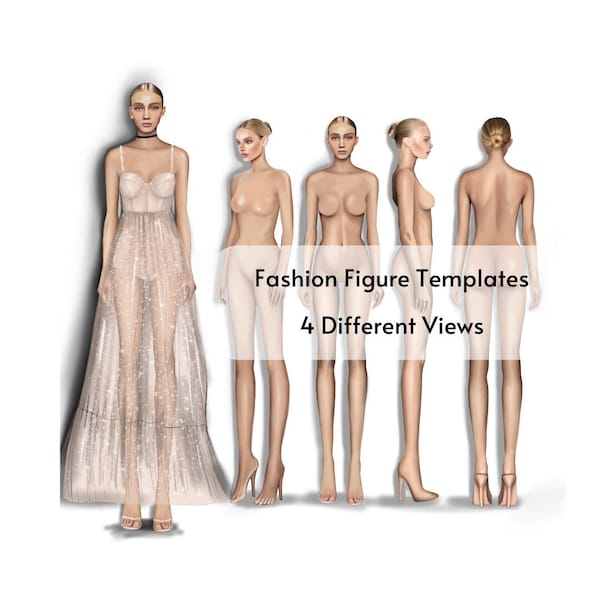Female Fashion Croquis, 9-Head Female Sketch, Realistic Fashion Illustration, Blonde Fashion Templates, Procreate Figures, Designer Croquis,