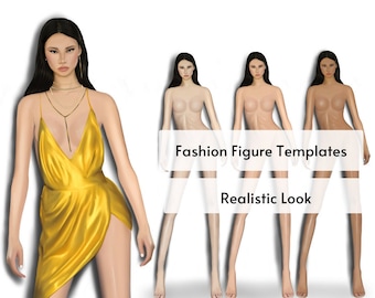 Fashion Croquis Template, 9-Head Figure, Fashion Illustration, Procreate Croquis, Female Fashion Templates, Asian Model, Female Model Sketch