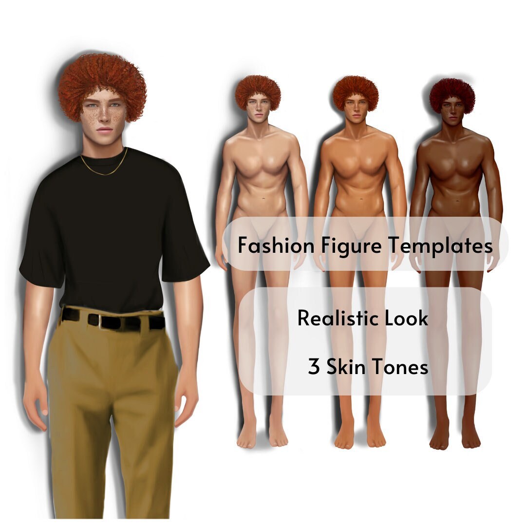 Male Fashion Figure, Male Fashion Croquis, Colored Fashion Templates ...