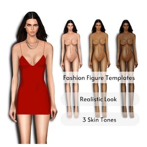 Realistic Fashion Figure, 9-Head Fashion Template, Procreate Female Illustration, Colored Model Croquis, Procreate Fashion Croquis