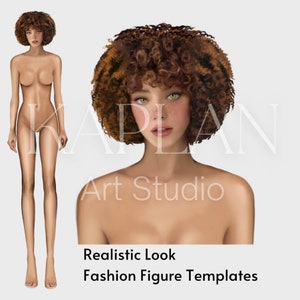 Fashion Figure Croquis, 3 Different Skin Tones, Female Model Templates, Realistic Fashion Illustration, Procreate Figure Template