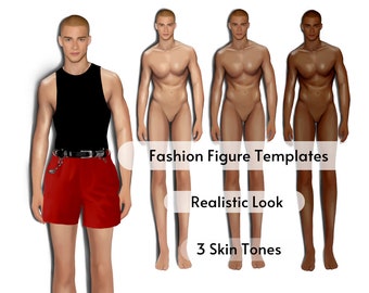 Procreate Fashion Croquis, 9-Head Fashion Figure, Male Fashion Croquis Templates, Realistic Male Illustration, Model for Fashion Design