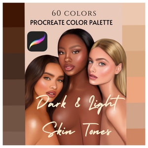 Skin Tone Palette for Procreate, 60 Realistic Skin Tone, Full Skin Color Palette, Dark & Light Skin Color Procreate
