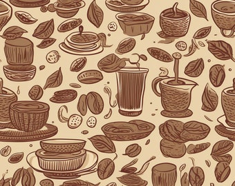Light Roast: Kaffee inspiriertes digitales Muster für DIY-Projekte - Digitaler Download