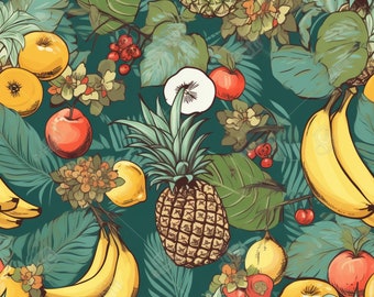 Island Oasis: Tropische Früchte Digitales Muster für DIY Projekte - Instant Download