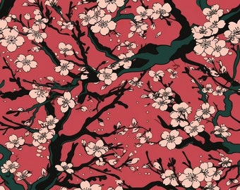 Sengoku Jidai Kirschblüten Digitales Muster - Instant Download