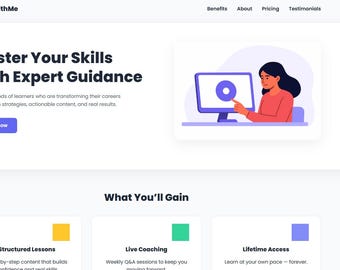 Online Kurs Landing Page Template – Moderne Htl/CSS Coach Website mit Light/Dark Mode