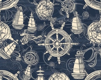 Ahoi dort: Traditionelles digitales Muster für DIY-Projekte - Sofortiger Download