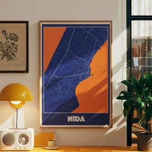 Nida map print, Nida city map poster, digital wall print, great wall poster, Nida city, Lithuania