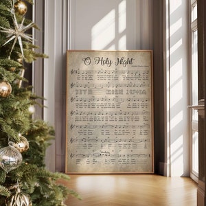 O Holy Night Vintage Christmas Carol Downloadable Print, Christmas Printable Wall Art, Christmas Song, Classic Xmas Decor, DIGITAL DOWNLOAD