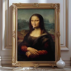 Funny Bathroom Wall Art, Toilet Humour Gift for Artist, Funny Bathroom Print Art, Mona Lisa Clothespin, Womans Bathroom Humor, Restroom Gift
