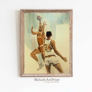 Cartel de baloncesto Decoración de la habitación de los niños, Arte de la pared del baloncesto vintage, Impresiones de baloncesto, Arte de la habitación de los niños, Descarga digital, Impresión de la guardería del baloncesto