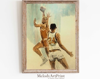 affiche de basket-ball vintage, décoration de chambre de garçons (téléchargement numérique)