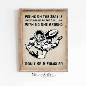 Football Bathroom Art Print, Quote Bathroom Sign, Bathroom Wall Decor, Guest Bathroom, Boys Bathroom Poster, Toilet Humor, Restroom Sports