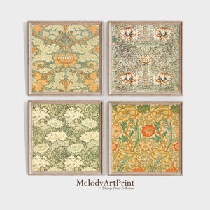 Set Of 4 Square Print William Morris, Art Nouveau Print, Exhibition Print Set, William Morris Poster, Botanical Print Set, DIGITAL DOWNLOAD