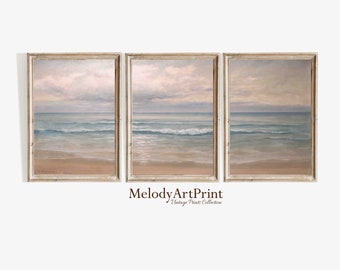 Coastal Beach Prints Set: Vintage Ocean Landscape Art (Digital Download)
