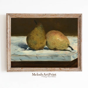 Kitchen Still Life Vintage Painting, Moody Pears Wall Art, Farmhouse Kitchen Art Digital PRINTABLE Download, Pears Vintage Art Prints