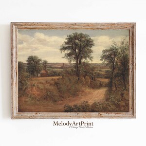 Rustiek herfstlandschap | AFDRUKBAAR vintage schilderij | Herfst boerderij Fine Art Print | Digitale download