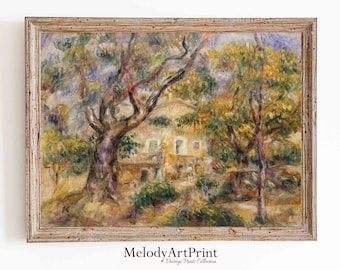 Vintage Autumn Landscape Painting, Rustic Farmhouse Print (Digital Download)