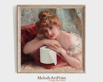 Funny Toilet Art Poster: Vintage Bathroom Humor (Digital Download 24"x24")