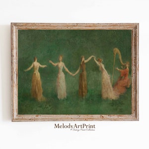 Summer Fine Art Print, Dance Paintings, Figurative Art, Printable Landscape Oil Painting, Vintage Art Print, Wall Art Digital Download