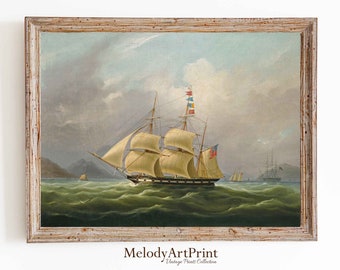 Acuarela de un velero vintage: Arte costero discreto (Descarga digital)