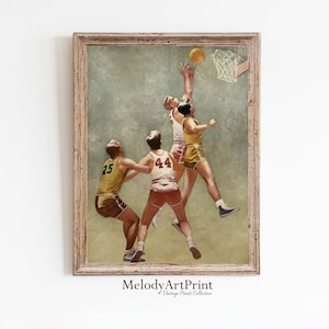Basketball Print, Vintage Prints, Sports Poster, Basketball Fan Gift, Vintage Basketball Art, Downloadable Printable, Basketball Hoop
