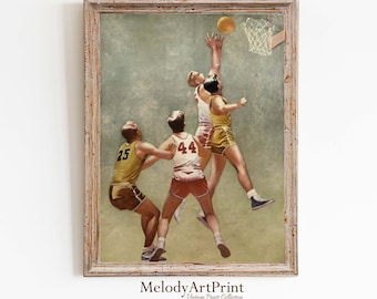 Vintage Basketball Art Print, Sports Poster (Downloadable)