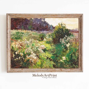 Spring Meadow Painting Vintage Landscape Print, Country Field Printable Digital, Wildflower Painting, Spring Meadow Print Vintage Wall Art