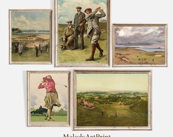 Láminas de golf vintage: Decoración de pared para galería deportiva (descarga digital)