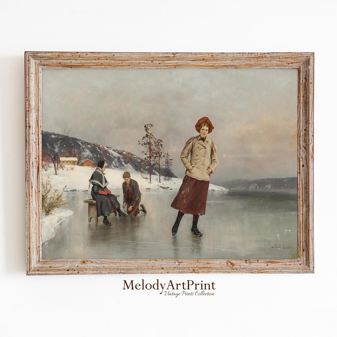 Vintage Ice Skating Painting: 19th Century Winter Scene (printable ...