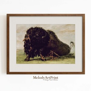 Vintage Bison Print, Buffalo Print, Rustic Home Decor, Vintage Art, Farm House Print, Southwestern Decor, Buffalo Painting, Bison Wall Art