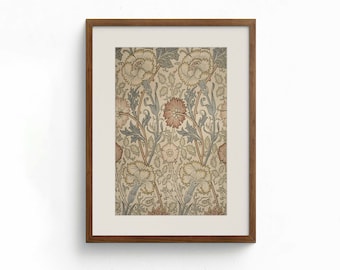 Vintage Printable Tapestry Art Print Neutral Botanical Pattern Wall ...