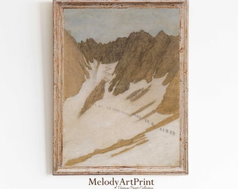 Vintage Mountain Landscape Print: 19th Century Pencil Drawing (Digital Download)