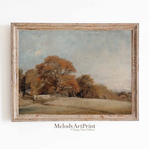 Autumn Vintage Landscape Oil Painting - Farmhouse Decor Wall Art PRINTABLE