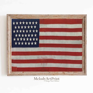 Vintage US Flag Art, USA Flag 1896 - 1908, Vintage Flag Print, United States Flag, American Flag Wall Art, Fourth of July Art, PRINTABLE Art