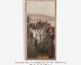 Europäische Stadtansicht Panorama Poster, Neutrale Stimmungsvolle Architektur (Digitaler Download)